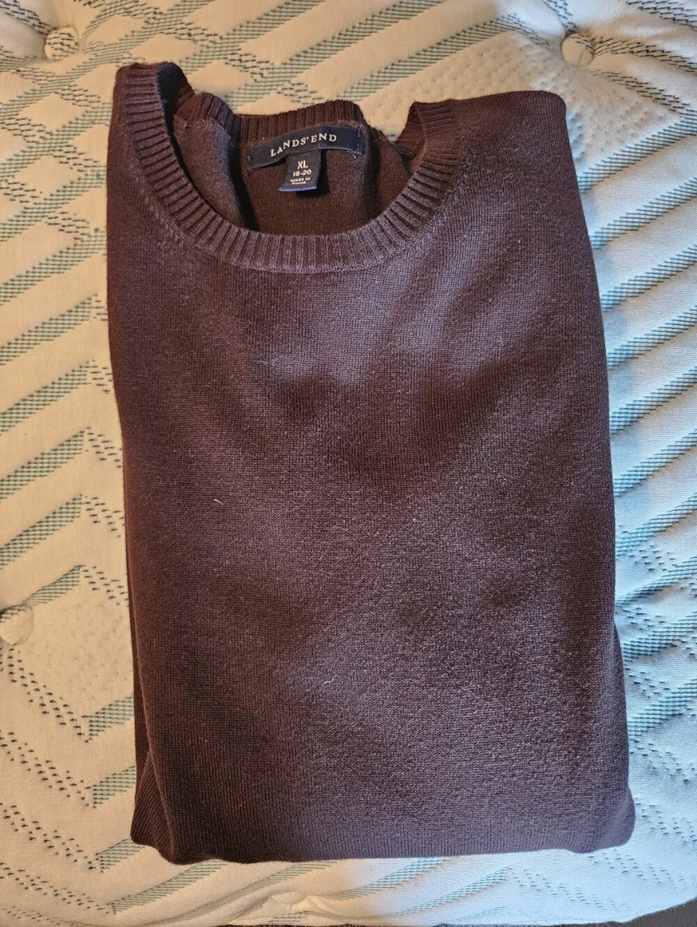 Lands' End Women's Crewneck Sweater in Deep Brown
